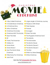 30 Days of Christmas Movies Checklist Printable