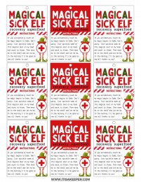 Magical "Sick" Elf Recovery Superfood Tag Printable
